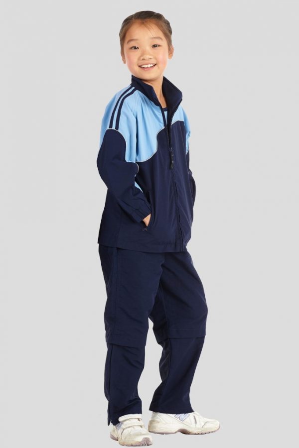 Male Blue and White Kids Polyester Sports Track Pant Medium